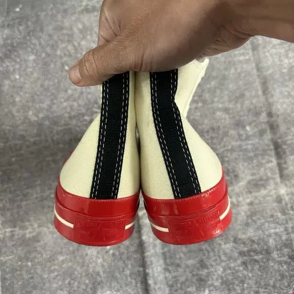 NWT Women's Converse X CDG Comme Des Garcons White Red Sole Chuck 70 High Sz 9 - Picture 5 of 7